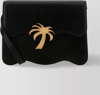 Palm Angels leather crossbody bag with metal palm tree detail