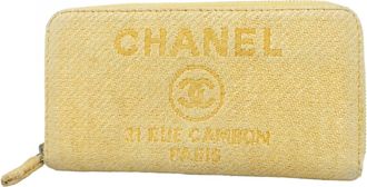 Chanel Yellow Canvas Long Wallet (Bi-Fold) (Pre-Owned)
