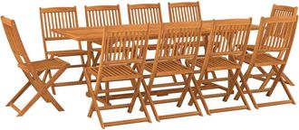 vidaXL Set Comedor De Jard&iacute;n 11piezas Madera Maciza Acacia 220x90x75cm Vidaxl