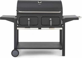 Tower Ignite T978510 Duo XL BBQ Grill with Adjustable Charcoal Grill and Temperature Gauge, Black