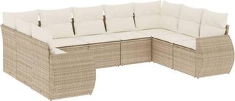 vidaXL Set De Sof&aacute;s De Jard&iacute;n 9 Pzas Con Cojines Rat&aacute;n Sint&eacute;tico Beige Vidaxl