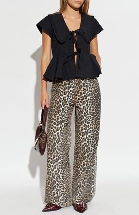 Ganni Top With Peplum, Womens, Black