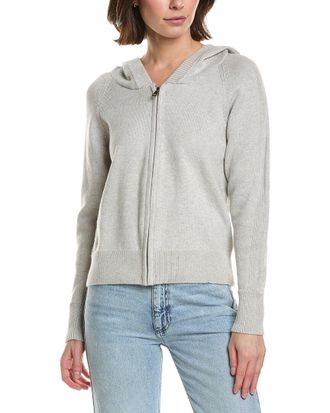 Brodie Ribbed Zip Up Cashmere-Blend Hoodie