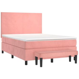 vidaXL Vidaxl - Cama Box Spring Con Colch&oacute;n Terciopelo Rosa 140x190 Cm