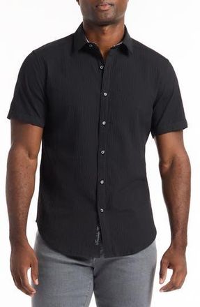 Robert Graham Harbor Short Sleeve Stretch Cotton Button-Up Shirt in Black at Nordstrom Rack, Size Small