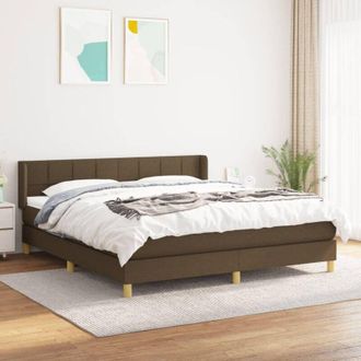 vidaXL Cama Box Spring Con Colch&oacute;n Tela Marr&oacute;n Oscuro 160x200 Cm Vidaxl