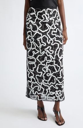 Proenza Schouler Maite Sequin Embellished Lace Skirt in Black White Multi at Nordstrom, Size 4