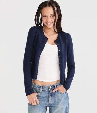 A&eacute;ropostale Scalloped Crew Cardigan