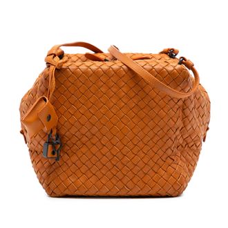 Bottega Veneta Orange Nappa Intrecciato Cube Crossbody