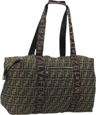 Fendi Pre-owned Weekend Bags, female, Brown, Size: ONE SIZE Pre-owned Zucca Canvas Boston Bag