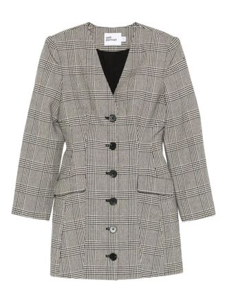 Self Portrait check button mini dress - Zwart