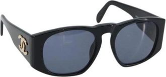 Chanel Pre-owned Plastic Zonnebril - Dames - Vintage Accessoires - Zwart - ONE Size - Vintage