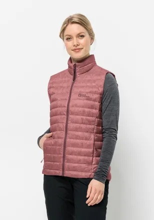 Jack Wolfskin Daunenweste JACK WOLFSKIN PILVI DOWN VEST W RDS, Damen, Gr. M (38/40), rot (mineral, rot), Obermaterial: 100% Polyester; Futter: 100% Polyester; F&uuml;llu