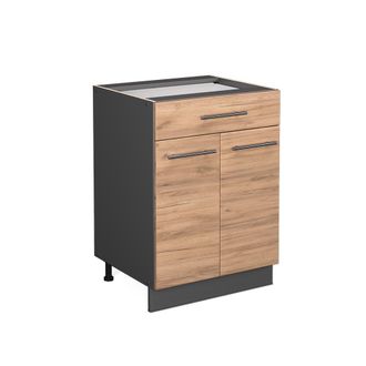 Vicco Mueble Bajo De Cocina Fame-line, Roble Dorado, 60 Cm Con Caj&oacute;n, Sin Encimera Vicco