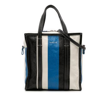 Balenciaga Gestreepte Leren Cabas Tote