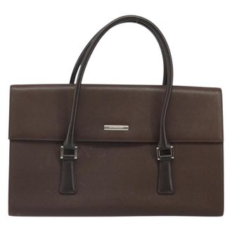 Burberry Vintage Handbag Leather Brown Leather Handbag (Pre-Owned)
