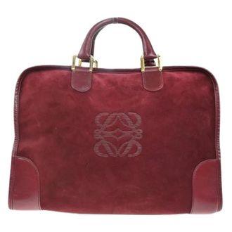Loewe Pre-owned Handbags, female, Red, Size: ONE SIZE Pre-owned Suede Handbag