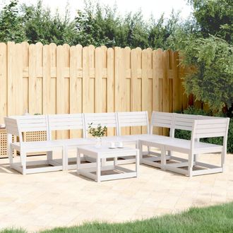 vidaXL Vidaxl - Juego De Sof&aacute;s De Jard&iacute;n 6 Piezas Madera Maciza Pino Blanco
