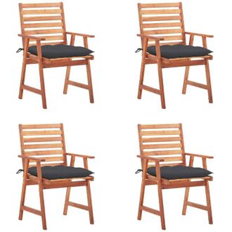 vidaXL Vidaxl - Sillas Comedor De Jard&iacute;n Y Cojines 4 Uds Madera Maciza Acacia