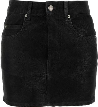 Isabel Marant Kimmy Mini Rok - Dames - Leren & Su&egrave;de rokken - Zwart - 2XS - Leer - Rokken