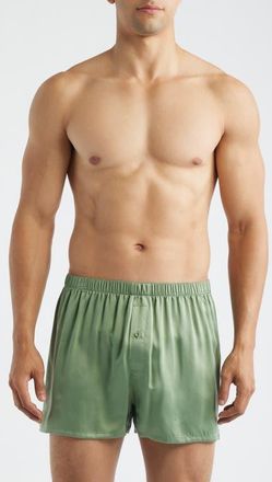Lunya Washable Silk Boxer Shorts in Garden Moss at Nordstrom, Size Xx-Large