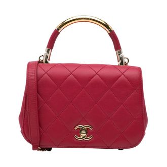 Chanel Pre-owned Mini Quilted Lambskin Carry Chic Flap Bag - - Pre-owned - Donna - Rosa - ONE SIZE