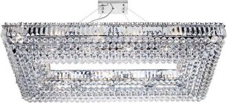 Searchlight Vesuvius - L&aacute;mpara Colgante De Techo Con 24 Luces, Cromada Con Cristales, Marco Rectangular, E14 - Searchlight