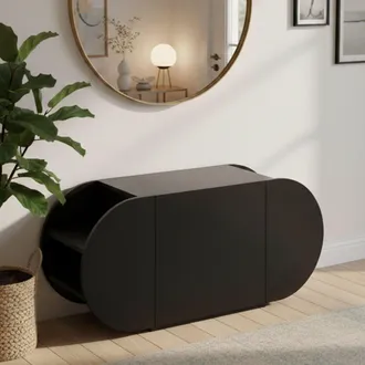 Dmora Zapatero Sequoia, Mueble Para 10 Pares, 2 Estantes, 2 Puertas, 110x41x50h Cm Negro