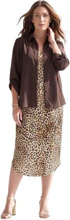 Roaman's Roll Tab Jacket Dress in Natural Animal Print at Nordstrom, Size 26