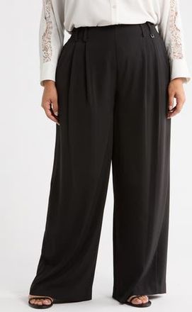 Lyss&eacute; Darcy Pleated High Waist Wide Leg Pants in Black at Nordstrom Rack, Size 1X