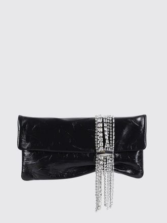 Jimmy Choo London Clutch Zandra Jimmy Choo in pelle stropicciata con frange di strass