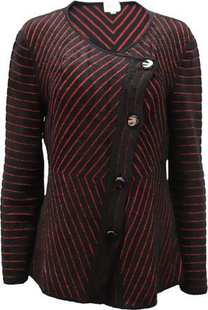 Armani Collezioni Chevron Cardigan in Red Print Wool