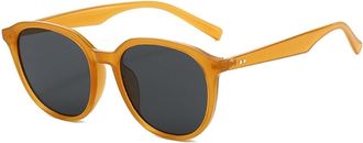 Generic Fashion Round Frame Men Outdoor Commuter Sunglasses Women Party Vacation Photo Sun Glasses(Orange)