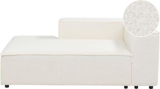 Beliani Chaise Longue Moderna Derecha Patas Negras Tapicer&iacute;a De Boucl&eacute; Blanco Ardal