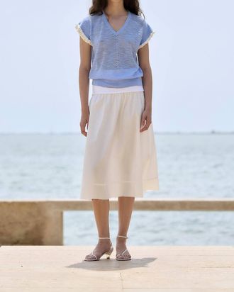 Sita Murt/ V-Neck Flared Sweater In Blue