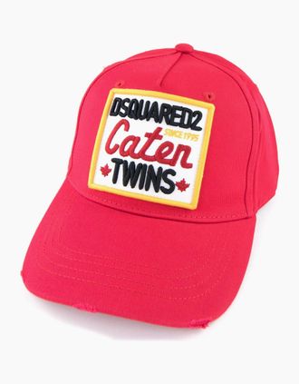 Dsquared2 Mens Dsquared2 Patch Caten Twins Square Embroidered Baseball Cap Red - Size: OS