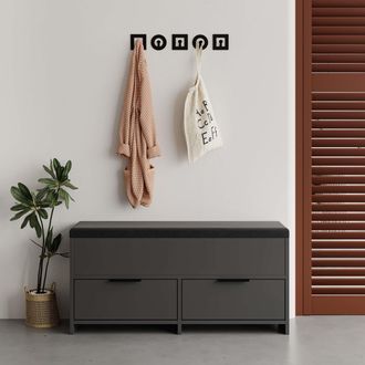 Decortie Cove Shoe Storage Bench Lift-Up Lid Drop Door 106cm in Dark Grey | Size: 1 Pack