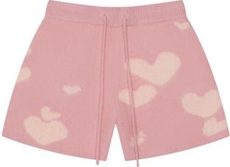 MAVRANS Heart Jacquard Sweater Shorts in Pink/brown at Nordstrom, Size Xx-Large
