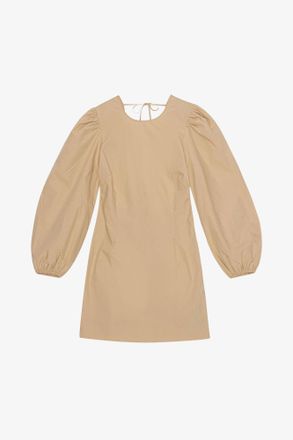Ganni Beige Cotton Poplin Open Back Mini Dress - Size 32 Organic