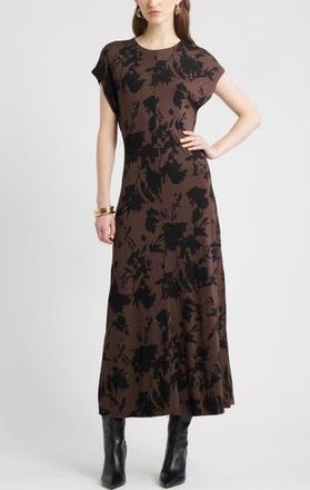 Nordstrom Dolman Sleeve Maxi Dress in Brown Coffee Char Floral at Nordstrom Rack, Size X-Small