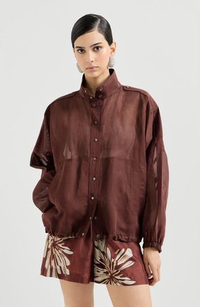 Brunello Cucinelli Cotton organza outerwear jacket in Bordeaux at Nordstrom, Size 3X-Large Eu