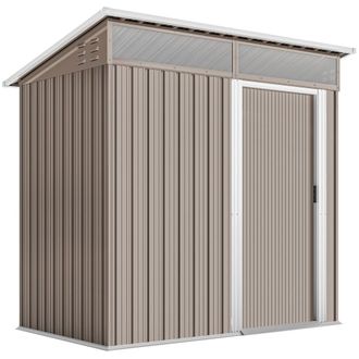OUTSUNNY Caseta de jard&iacute;n 195x122x182 cm marr&oacute;n