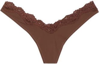 SKIMS Fits Everybody Lace Dipped Thong in Cocoa at Nordstrom, Size 3X