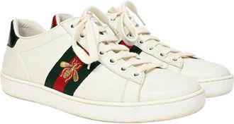 Gucci Womens Leather Ace Sneakers With Bee (Authentic Pre-Loved)