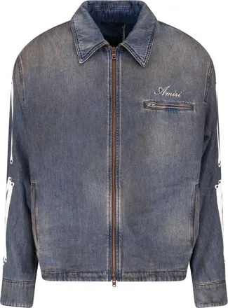 Amiri Gray Cotton Bones Denim Jacket