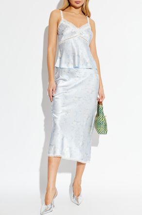 LoveShackFancy Silk Top Lirena, Womens, Blue