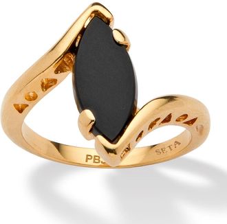 Palm Beach Jewelry 18k Gold Plated Genuine Onyx Ring