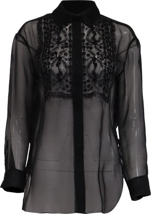 Nili Lotan Nili Lotan Noel Sheer Button-Down Blouse in Black Silk