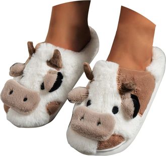 Generic Cute Slippers for Women Novelty Cute Animal House Slippers for Women Fuzzy Plush Winter Warm Cotton Shoes for Indoor&Outdoor