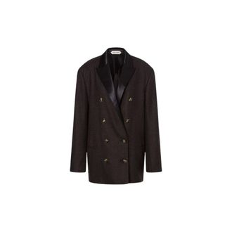 Alberta Ferretti Alberta Ferretti, Blazers, female, Gray, Size: XS Lightweight double-breasted wool blazer